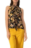 Ivonne V-neck Sleeveless Blouse With Neck Ties In Yellow