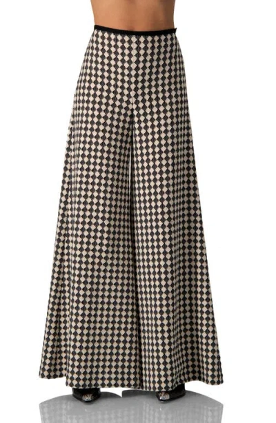 Ivonne Wide-leg Knit Pants With Geometric Pattern In Black