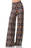 Ivonne Wide-leg Patterned Palazzo Trousers In Brown