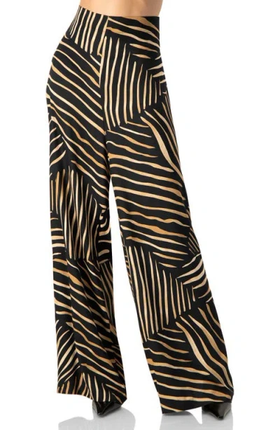 Ivonne Wide-leg Patterned Trousers In Black