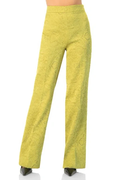 Ivonne Wide-leg Straight Trousers With Wide Hem In Yellow