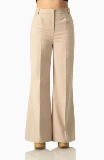 Ivonne Wide-leg Flare High-waist Tailored Pants In Brown