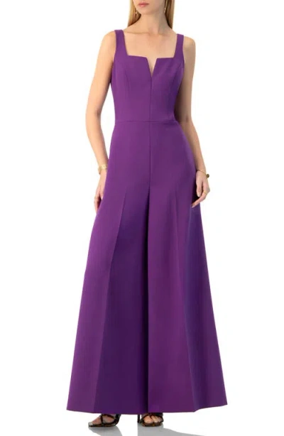 Ivonne Wide-leg Jumpsuit With Classic Strap And Squared Neck In Purple