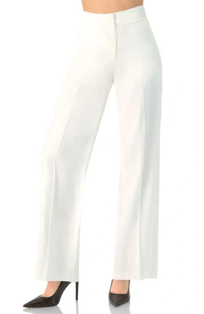Ivonne Wide-leg Straight Cotton Pants In White