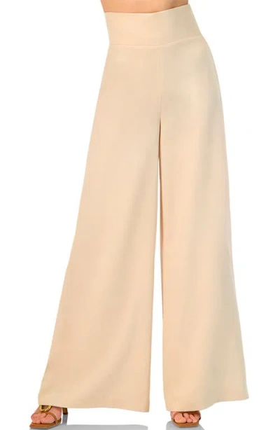 Ivonne Wide-leg Super Soft Pants With Broad Waistband In Pink