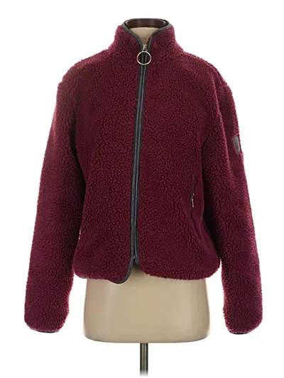 Pre-owned Ivory Ella Faux Fur Jacket In Burgundy