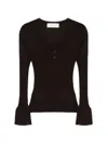 Ivory Paris Button-up Flared-cuffs Top In Brown