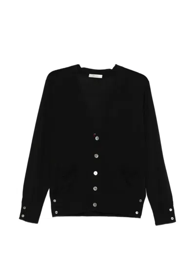 Ivory Paris Button V-neck Cardigan In Black