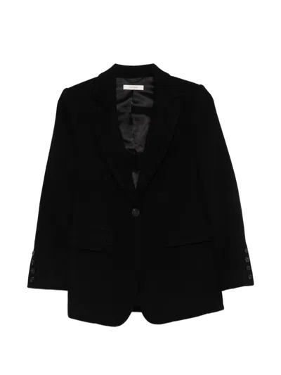 Ivory Paris Buttoned Blazer In Black