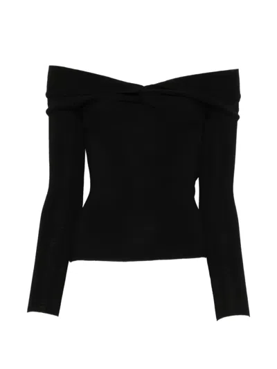 Ivory Paris Cleo Twisted-front Sweater In Black