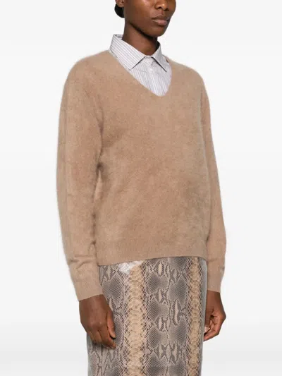 Ivory Paris Dolly V-neck Sweater In Neutral
