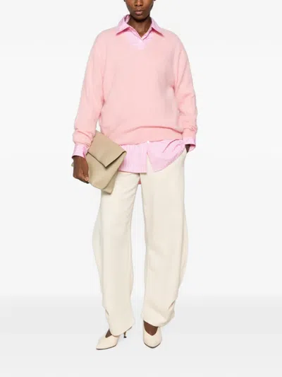 Ivory Paris Dolly V-neck Sweater In Pink