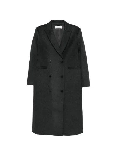 Ivory Paris Double-breasted Coat In Black
