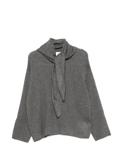Ivory Paris Emily Scarf-detail Sweater In Gray