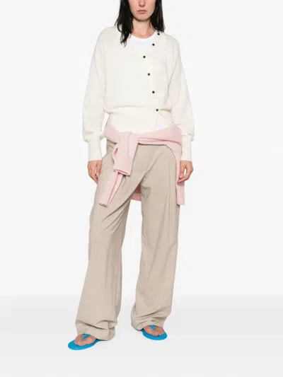 Ivory Paris Hora Asymmetric-fastening V-neck Sweater In White