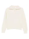 Ivory Paris Ivory Zip-up V-neck Sweater In White