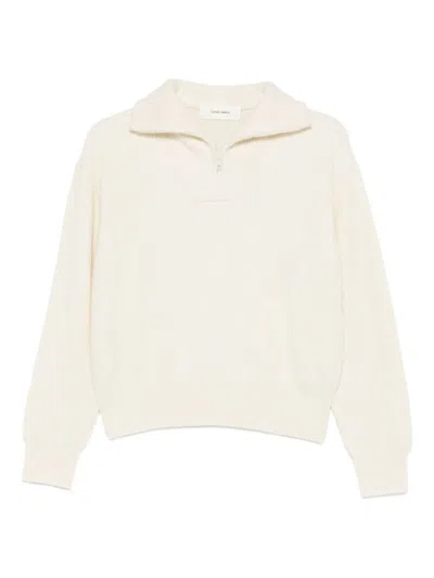 IVORY PARIS IVORY PARIS IVORY ZIP-UP V-NECK SWEATER