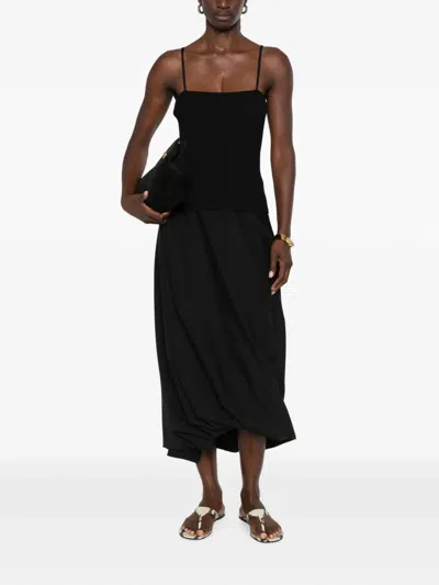 Ivory Paris Livinia Ribbed-knit Spaghetti-strap Top In Black