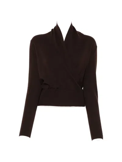Ivory Paris Nora Wrap-effect Sweater In Multi