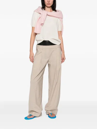 Ivory Paris Petal Short-sleeve Crew-neck Sweater In Multi