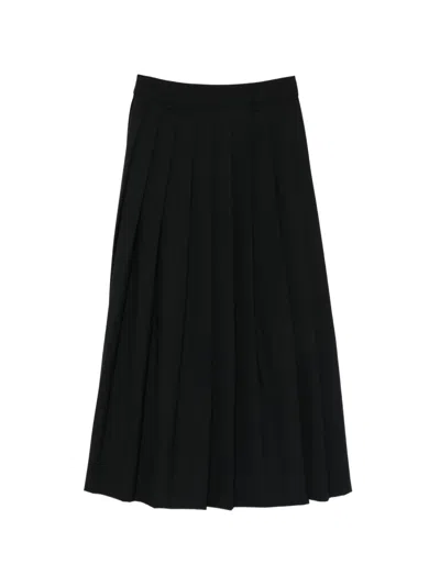 Ivory Paris Pleated Skirt In Black