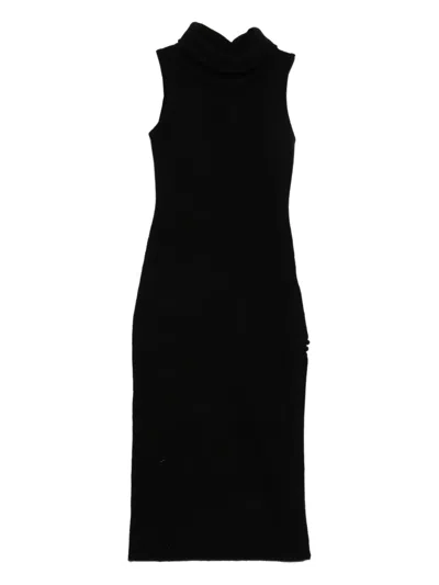 Ivory Paris Roll-neck Sleeveless Dress In Black