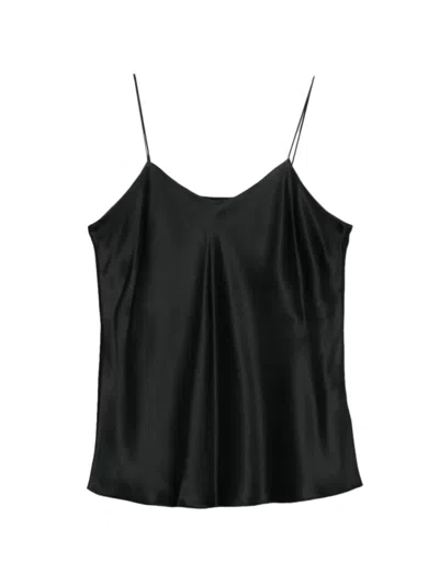 Ivory Paris V-neck Tank Top In Black