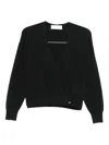Ivory Paris Wrap Button Cardigan In Black