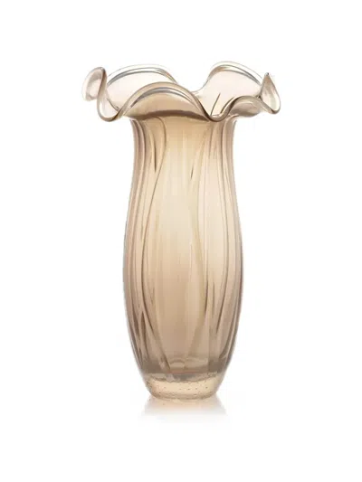 Ivv Magnolia Ruffled Vase In Brown