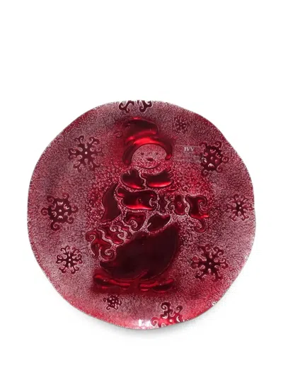 Ivv Snowman Embossed Plate In Red