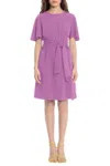Ivy & Blu Short Flutter Sleeve A-line Dress In Violet In Purple
