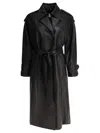 Ivy & Oak Belted Black Lamb Leather Coat In Black