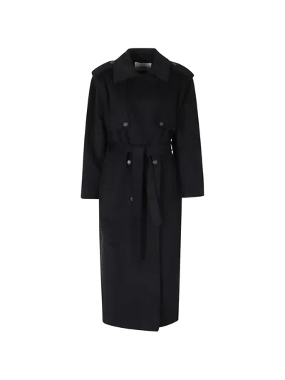 Ivy & Oak Belted Double-breasted Coat In Black