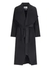 Ivy & Oak Carrie Rose Black Wool Coat With Draped Collar In Black