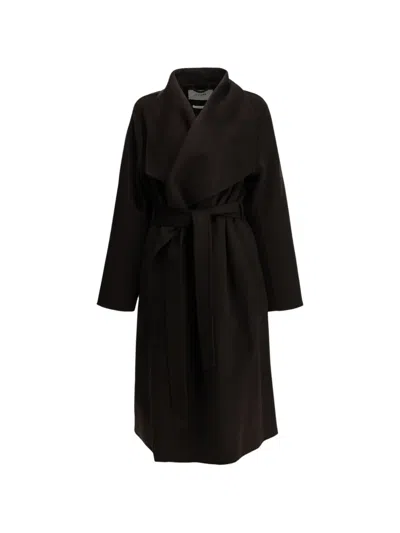 Ivy & Oak Carrierose Belted Shawl-lapel Coat In Black