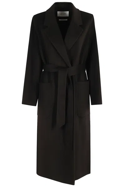 Ivy & Oak Wool Belted Trench Coat In Black
