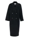 Ivy & Oak Double-breasted Black Coat With Notched Lapels In Black