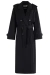 Ivy & Oak Wool Double-breasted Trench Coat In Black