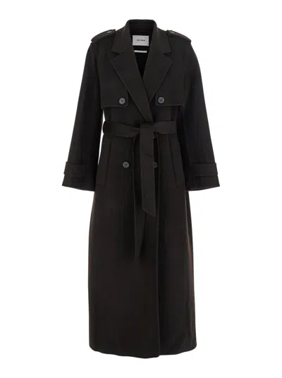 Ivy & Oak 'colette Ann' Brown Double-breasted Coat With Wide Notched Revers In Wool Woman