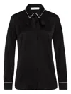 Ivy & Oak Contrast-piping Bow Blouse In Black