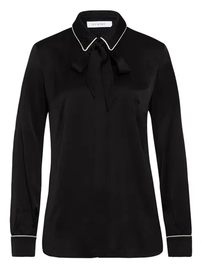 Ivy & Oak Contrast-piping Bow Blouse In Black