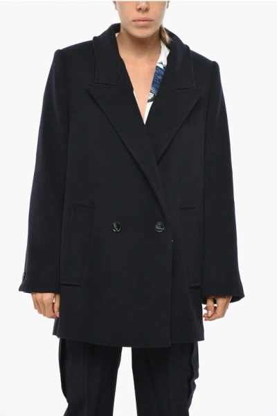 Ivy & Oak Double-breasted Jenna Wool Blend Coat In Black