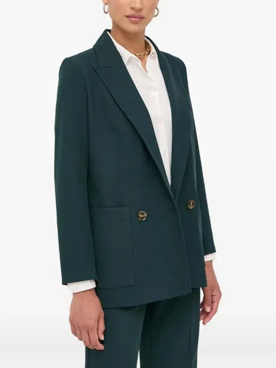 Ivy & Oak Double-breasted Patch-pocket Blazer In Green