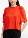 Ivy & Oak Elisabeth Ann Puff-sleeve Top In Red