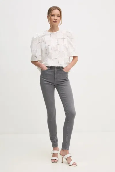 Ivy & Oak Eyelet Puff-sleeve Top In White
