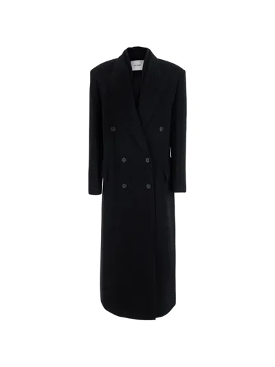 Ivy & Oak Iocirce Double-breasted Peaked-lapels Coat In Black