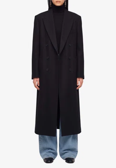 Ivy & Oak Iocirce Wool Double-breasted Long Coat In Blue