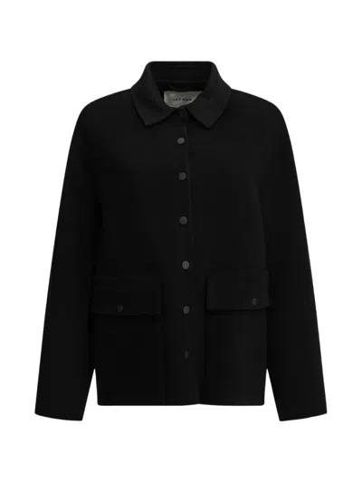 Ivy & Oak Iojocasta Button-down Flap-pocket Jacket In Black