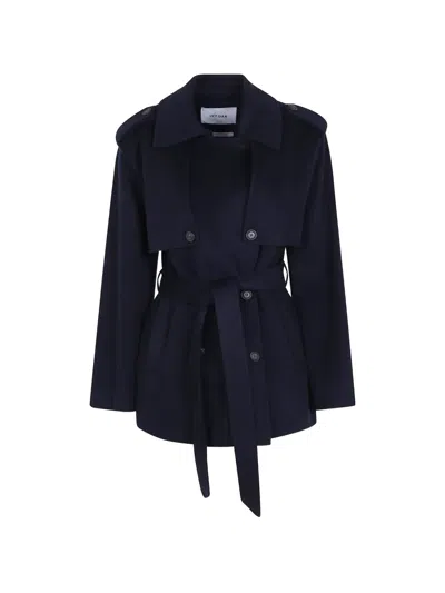 Ivy & Oak Iojunemarie Belted Double-breasted Coat In Blue