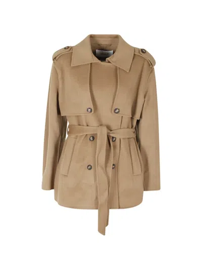 Ivy & Oak Iojunemarie Belted Double-breasted Coat In Brown